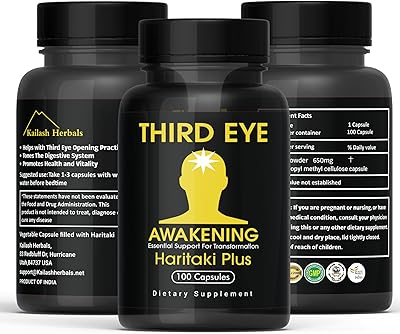 Third Eye Awakening Organic Haritaki Capsules Terminalia Chebula 650 mg 100 Vegan Capsules Ayurvedic Herbal Supplement