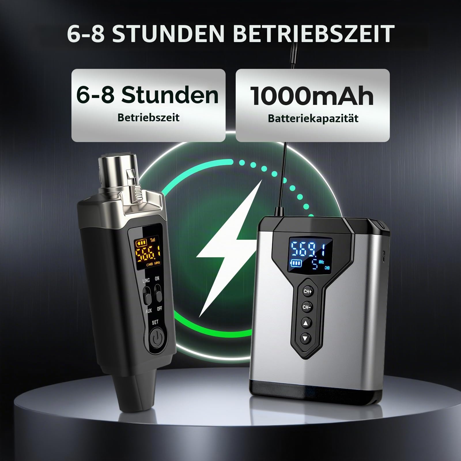Depusheng T9-2 Drahtloses In-Ear-Monitoring-System mit Senderclip am Empfänger Automatische Kopplung In-Ear-Monitoring für Studio, Gitarre, DJ, Live-Auftritte (4)