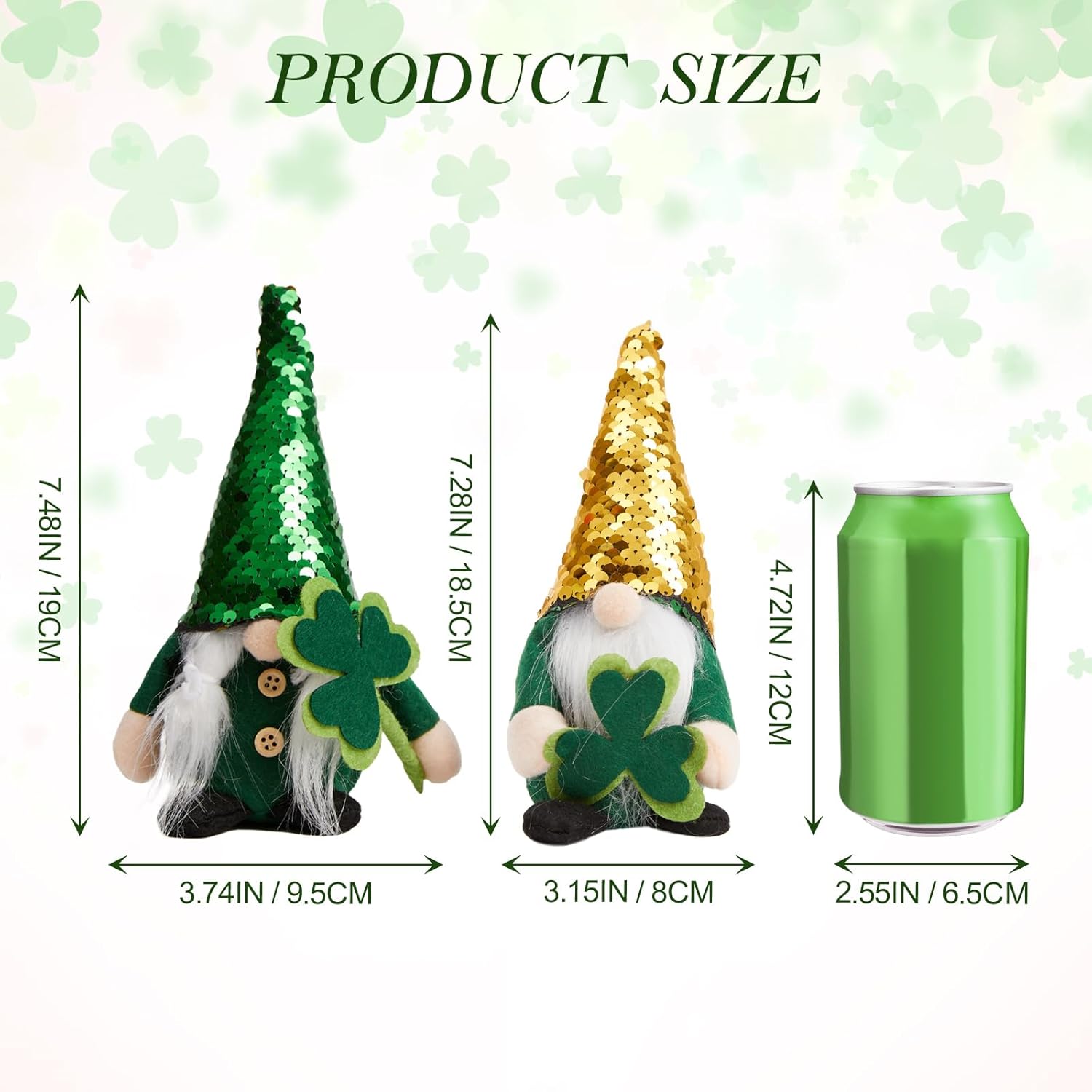 Condition photo showing Brand New for wds wondrous st. patrick's day decorations plush gnomes decor, lucky leprechaun dolls with hat sequins & shamrock, stuffed irish gnomes decor for home party table centerpiece, cute figurine gifts 2pcs green & white