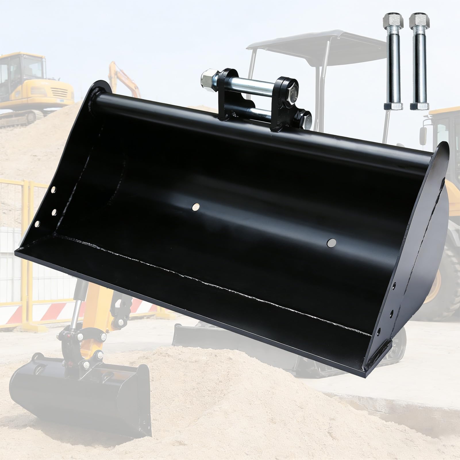 Planierlöffel 60 cm für Minibagger 800-1800 kg, Baggerschaufel | Glatte Schneidkante, zahnlose Ausführung, präzises Planieren, saubere Aushubarbeiten, geeignet für Sand und Erde