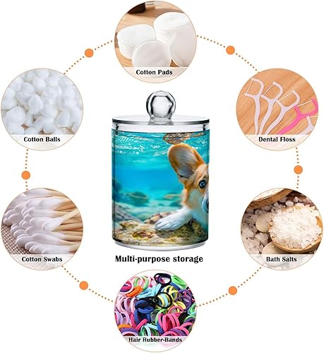 Vista 128 de Paquete de 2 recipientes de almacenamiento de mármol turquesa para baño, juego de tarros de boticario de plástico acrílico, organizador