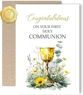 First Communion Gifts Greeting Cards, First Communion Gifts for Girls Boys 1st Communion Card with Envelope and Sticker.