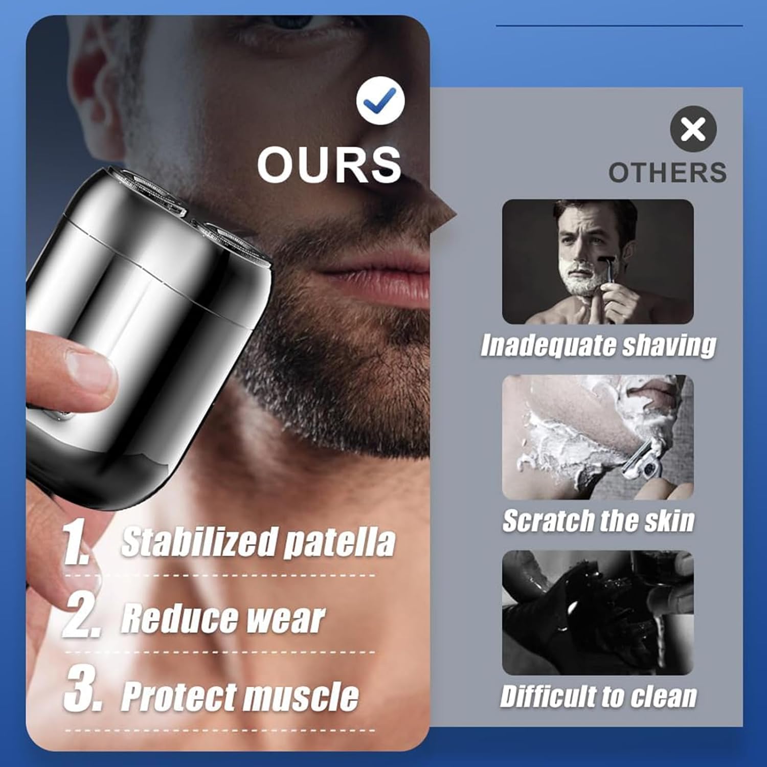 Mini Electric Shaver for Men, Upgrade Pocket Dual Head Shaver, Pocket Size Portable Razor for Men, USB Close Battery shavers,Rechargeable Waterproof Compact Electric Razor (Gray) - Image 2