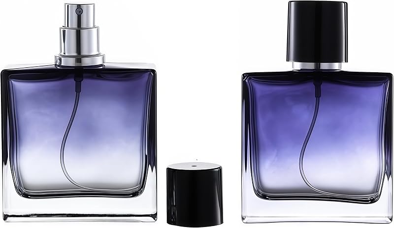 Frasco atomizador de perfume YORROR em vidro, 50 mL, azul degradê, pacote com 2