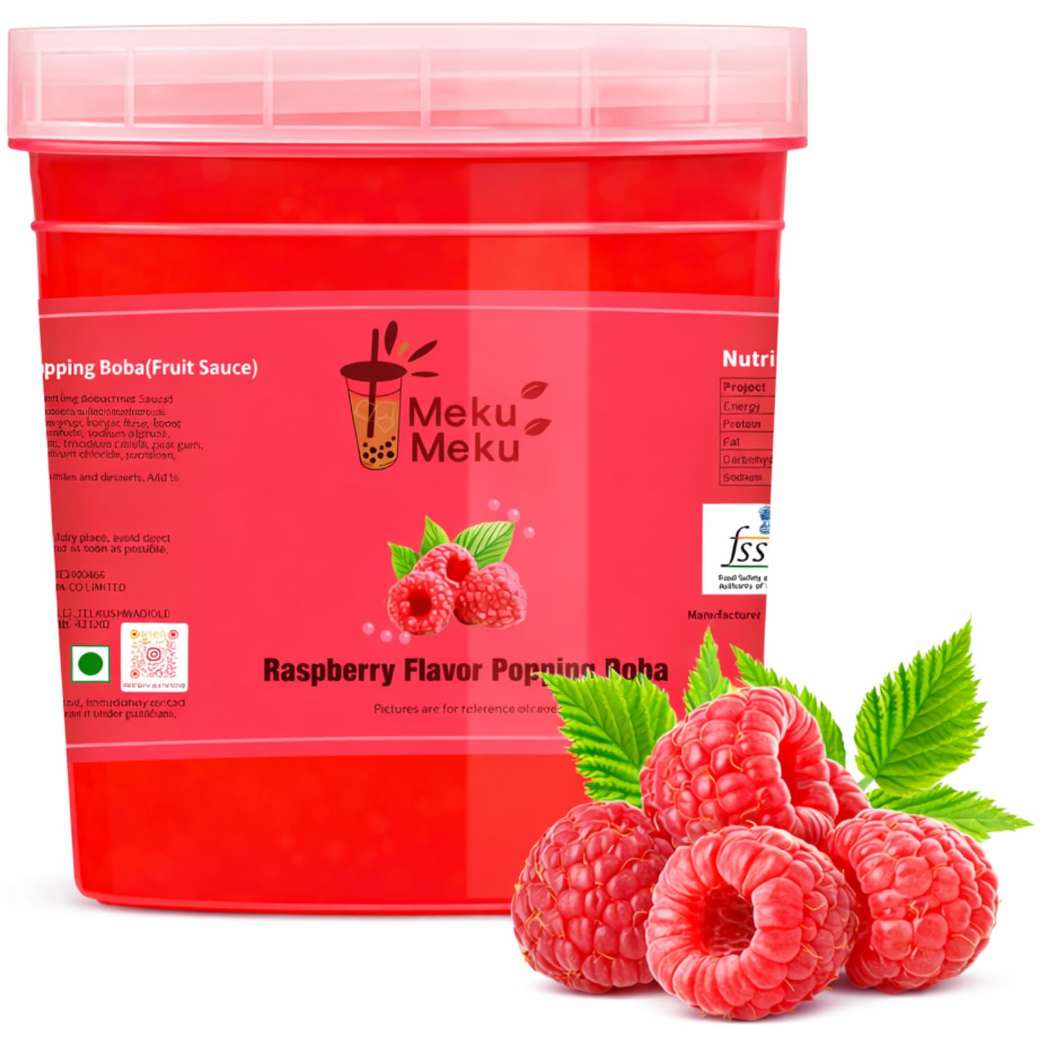 MEKU MEKU - Raspberry Flavour Popping Boba Pearls (1.3kg) By COUGAR | Juice Filled Bursting Boba Balls | Bubble Tea & Dessert Toppings | Sweet Tangy Berry Pearls | Perfect for Drinks, Ice Cream & Shakes - (IMPORTED)-image-16