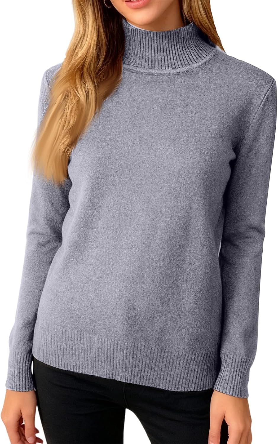 Womens Long Sleeve Ribbed Turtleneck Sweater Soft Shirt Casual Top Fall Winter Women Clothing 2025