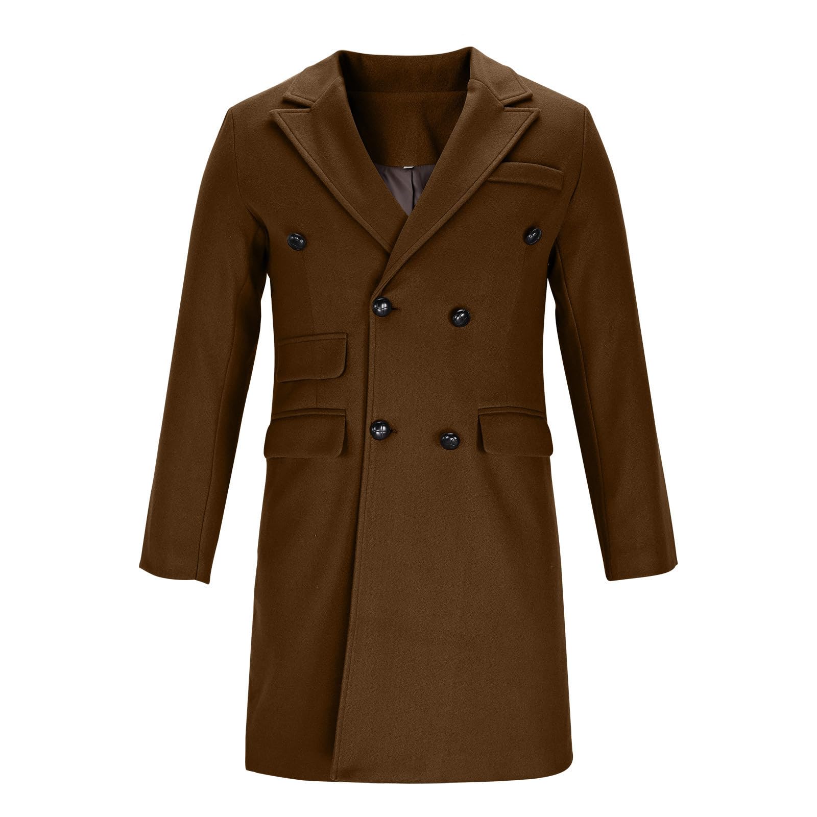 Jamicy Wollmantel Herren Lang Wintermantel Wolle Winter Herrenmantel Warm Zweireiher Mantel Dicke Einfarbige Übergangsmantel Freizeit Bequeme Trenchcoat Oversize Classic Klassische Winterjacke