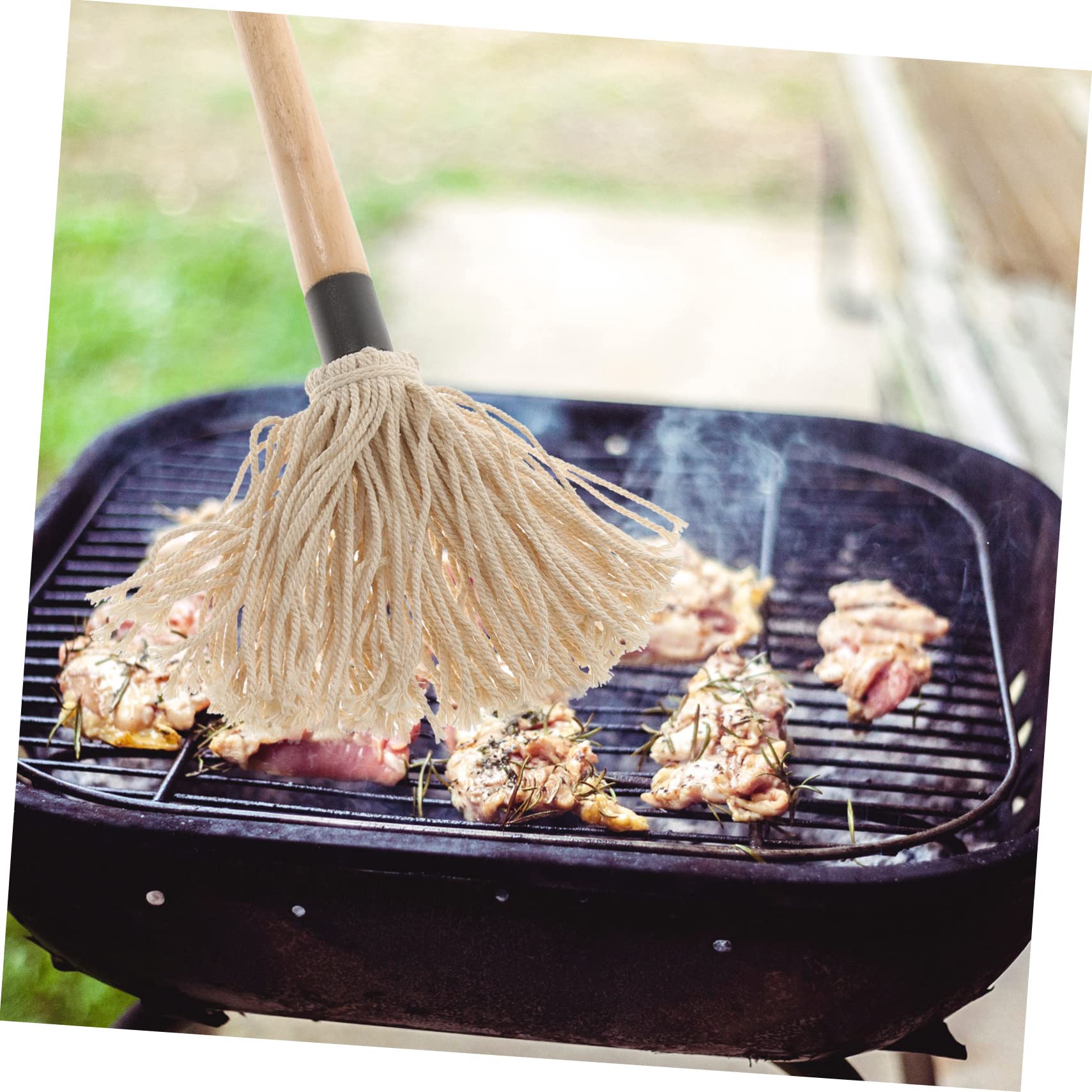 BESPORTBLE Pinceau de Cuisson à Fil de Coton pour Barbecue 8 Pièces Manche en Bois 6 Têtes à Huile Lavables pour Cuisson et Pâtisserie
