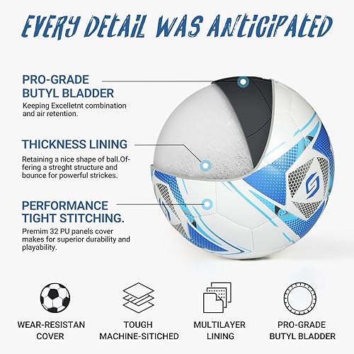 Miniatura 4 de SARETAS - Balón de fútbol que brilla en la oscuridad, tamaño oficial 5, pelota de noche de regalo de fútbol para niños, para jugar en interiores y