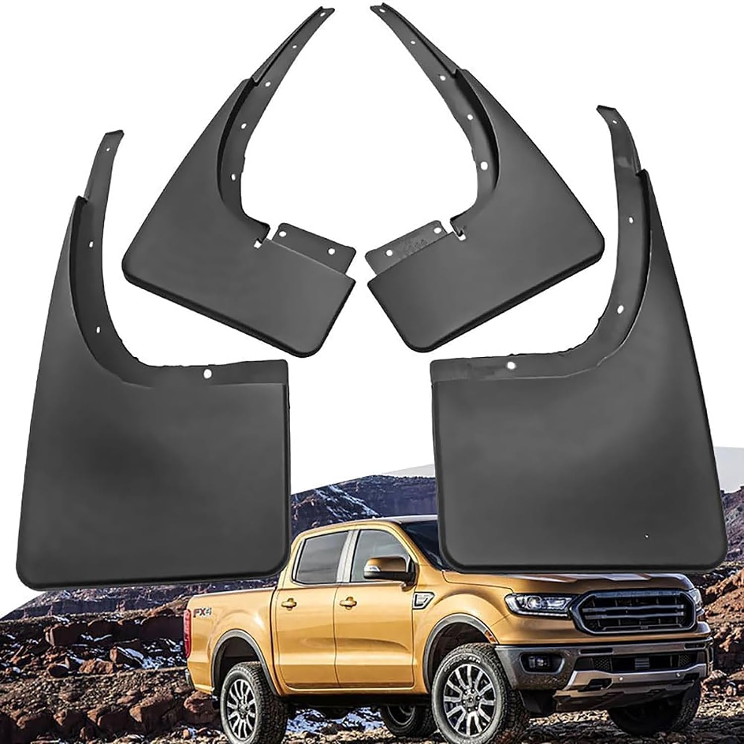 Faldillas Antibarro Compatible para Ford Ranger 2011-2019,Delantero Trasero Protección Antisalpicaduras Coche Salpicaduras Carrocería.
