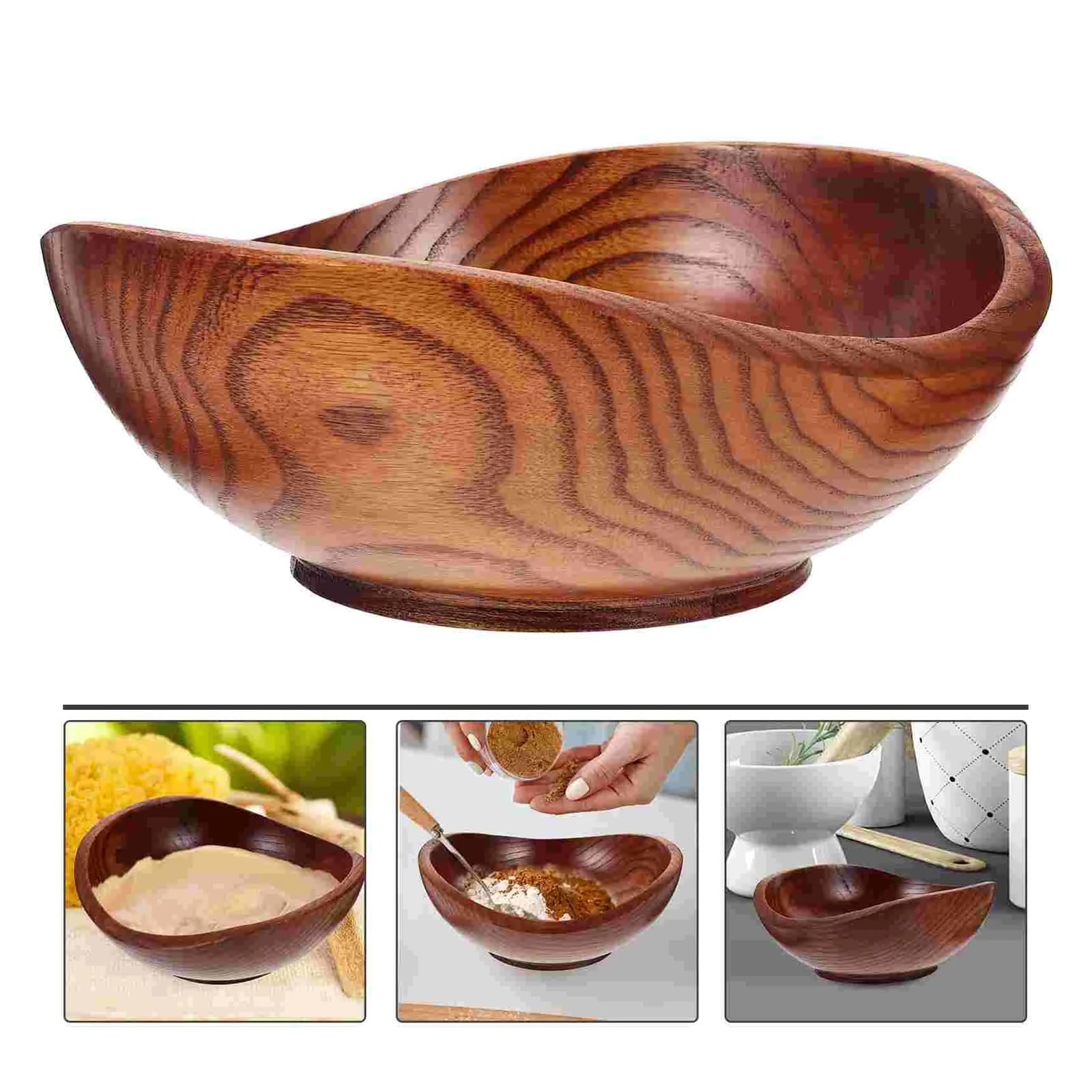 Cuenco de madera para servir frutas y ensaladas, decoración de cocina ecológica, cuenco grande de madera, cuenco de madera natural hecho a mano, vajilla sostenible