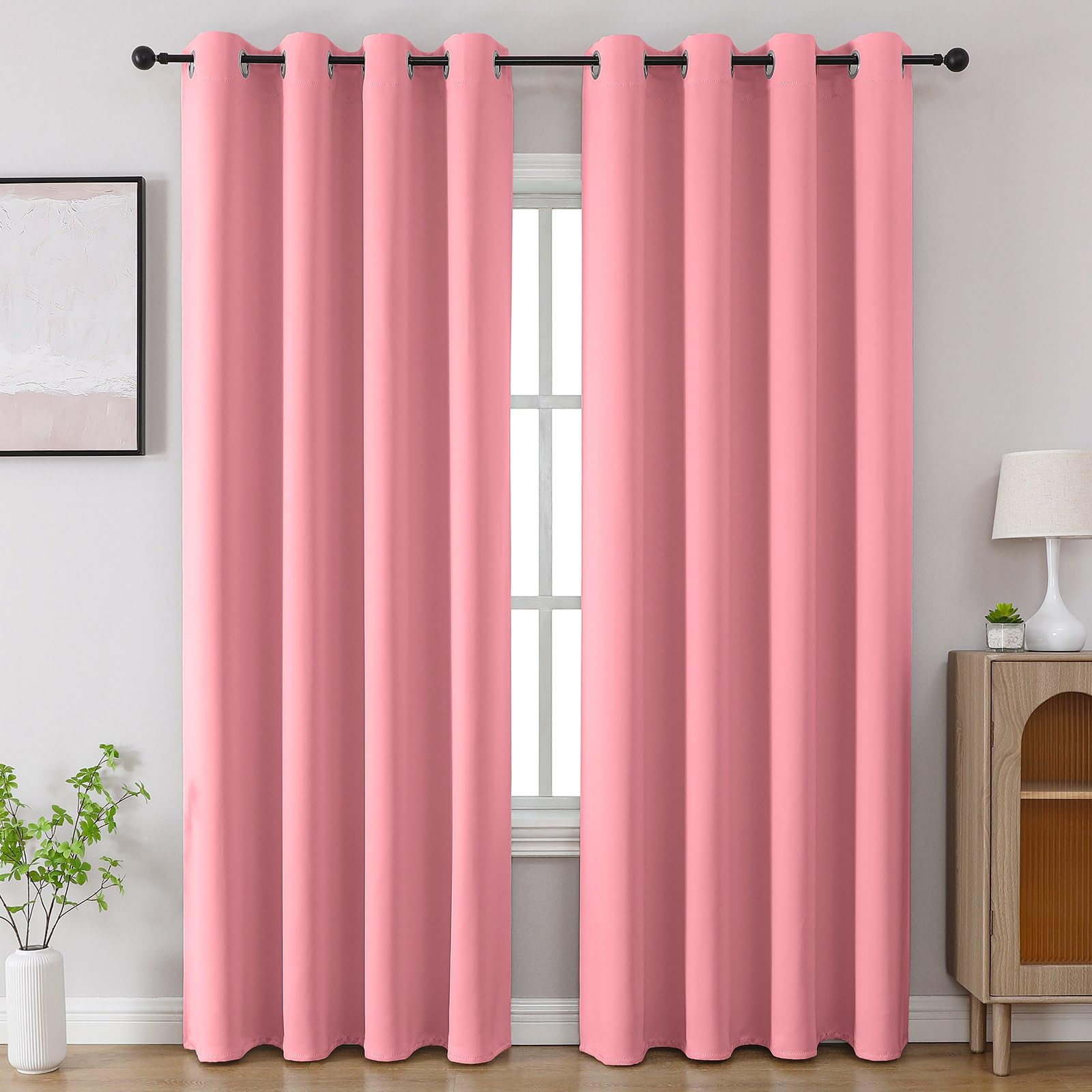 CUCRAF Pink Blackout Curtains 84 inch Length 2 Panels Set, Room Darkening Drapes for Living Room Bedroom, Thermal Insulated Light Blocking Grommet