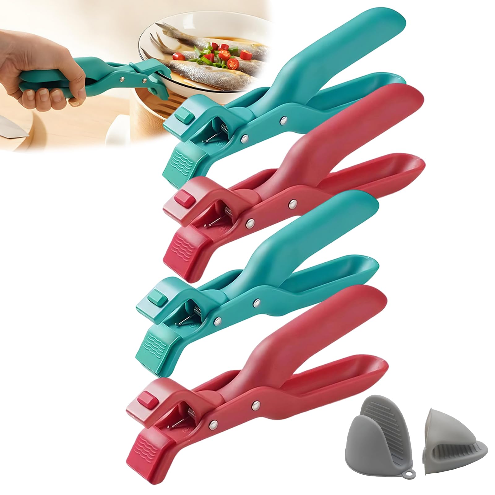 Hot Plate Gripper, 2026 Upgrade Multi-Function Anti-Scald Bowl Clip, Multi-Angle Hot Plate Gripper – Non-Slip Silicone, Secure Grip Lifter For Kitchen