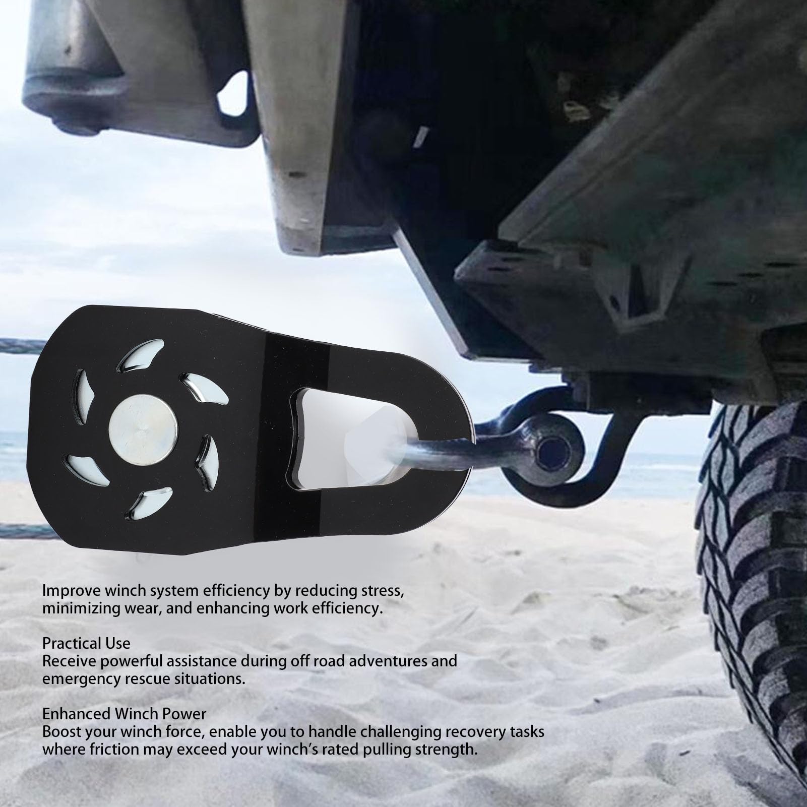 Generic Koło Pasowe z blokadą Wciągarki o Udźwigu 10 Ton do Pojazdów ATV UTV SUV Pickup i Pojazdów 4X4 Stal Ocynkowana o Wytrzymałości na Zerwanie 18T (BLACK)