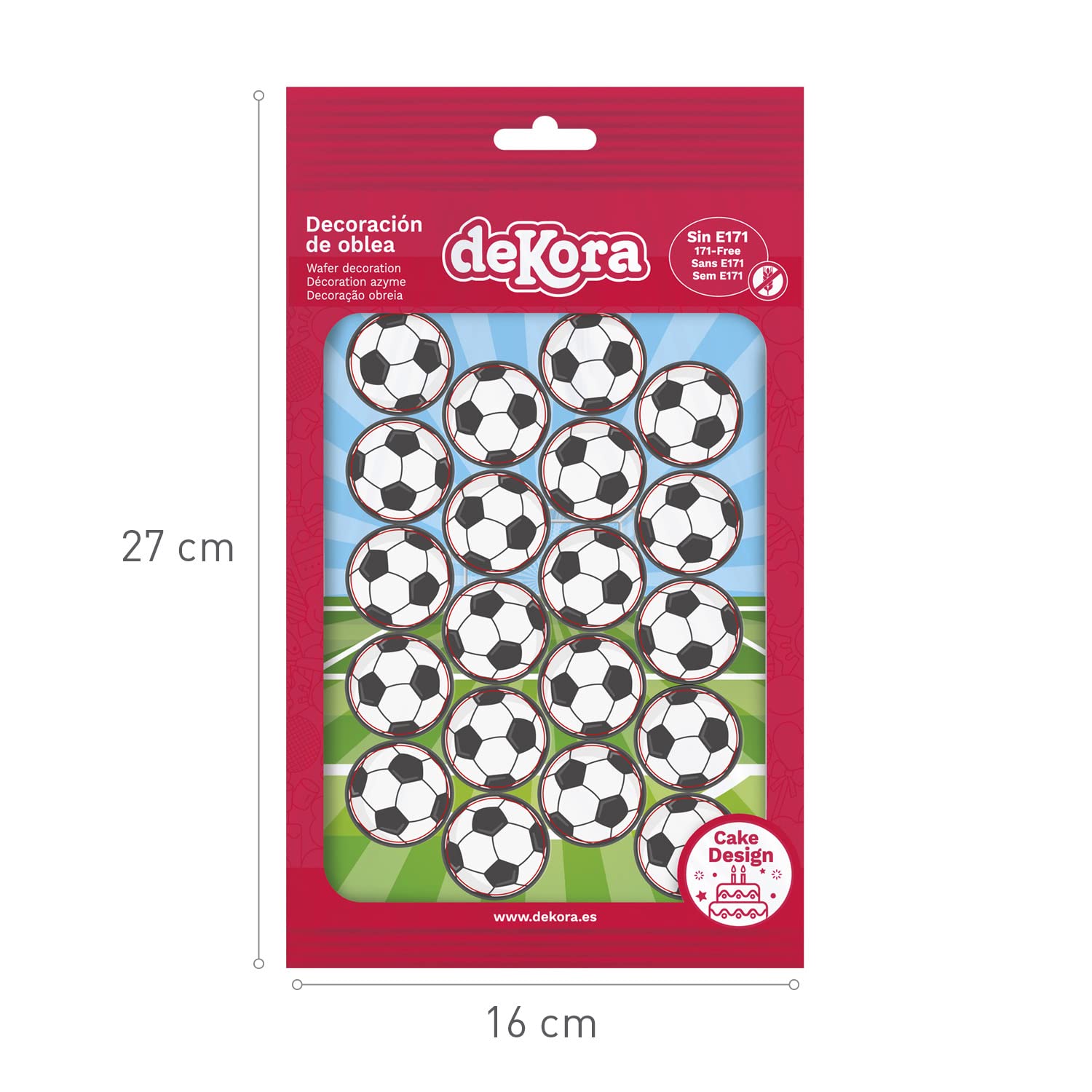 dekora Decoración Comestible de Tartas de Cumpleaños Infantiles Oblea Mini Balones Futbol, 3,4 cm