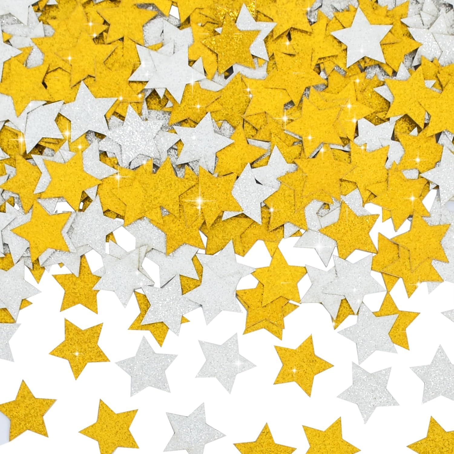 DecoGlee 200Pcs Glitter Gold Silver Stars Confetti，Shiny Paper Table Confetti for Birthday Halloween Bachelorette Wedding Bridal Shower Graduation Party Decorations Supplies