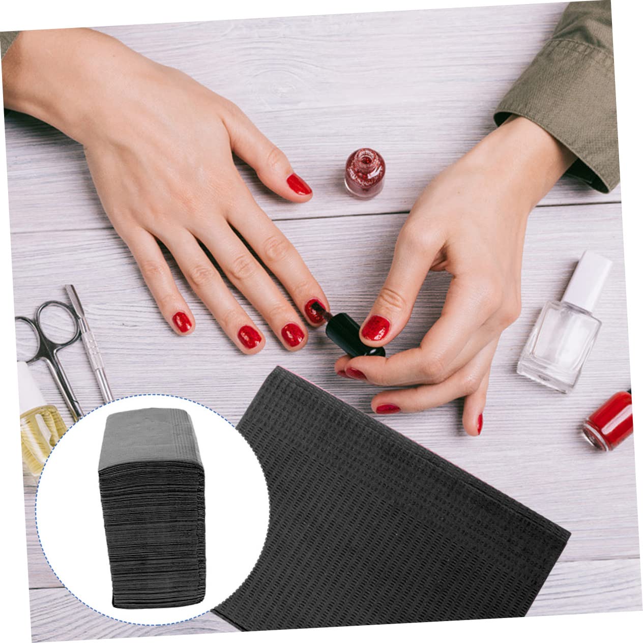 Homoyoyo 125 Pezzi Tovaglietta Monouso per Manicure, Carta Nera, Morbida e Inodore, per Studio Estetico e Ufficio