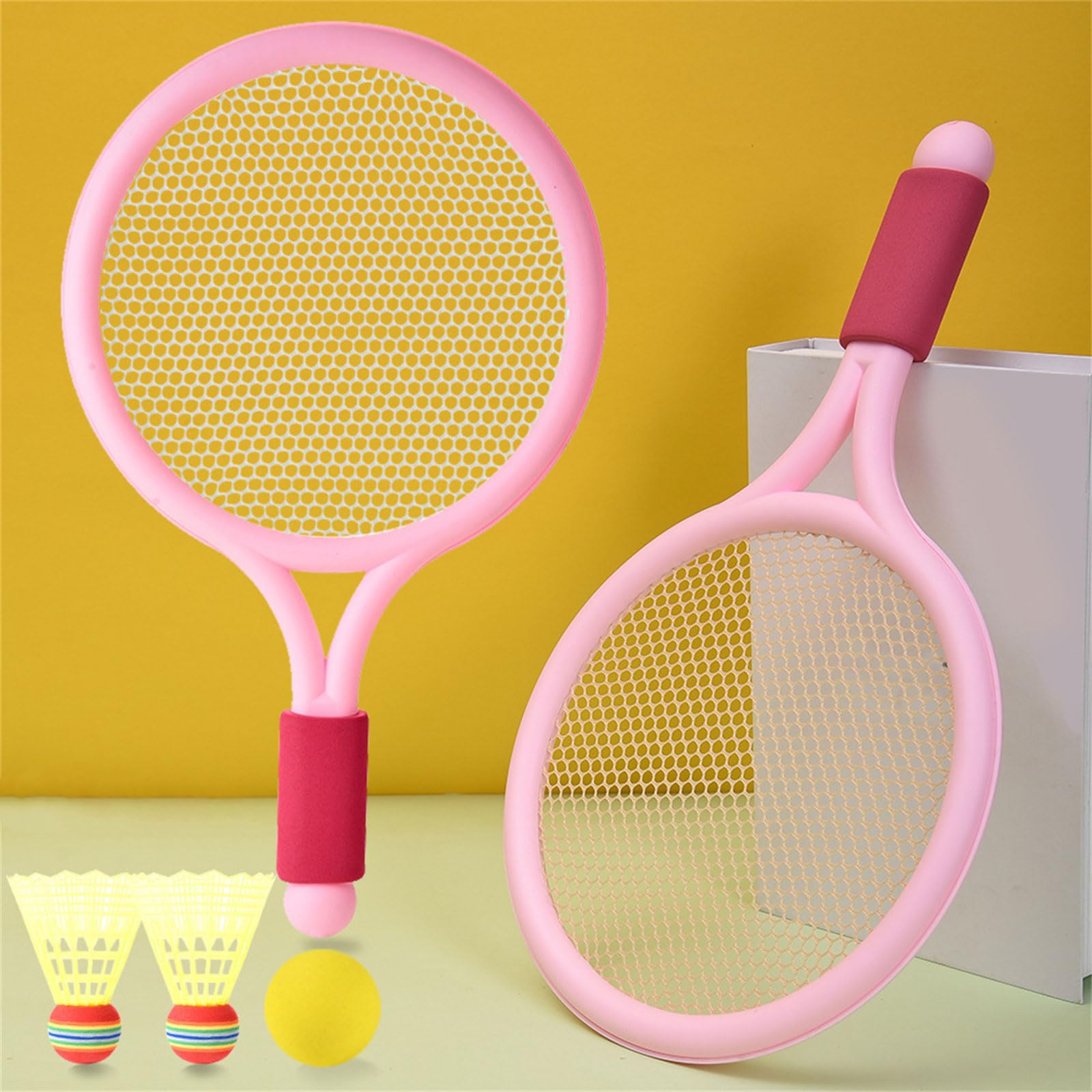 Juego de raqueta de tenis para niños, raqueta de bádminton con tenis y 2 volantes para interiores y exteriores, juego de playa