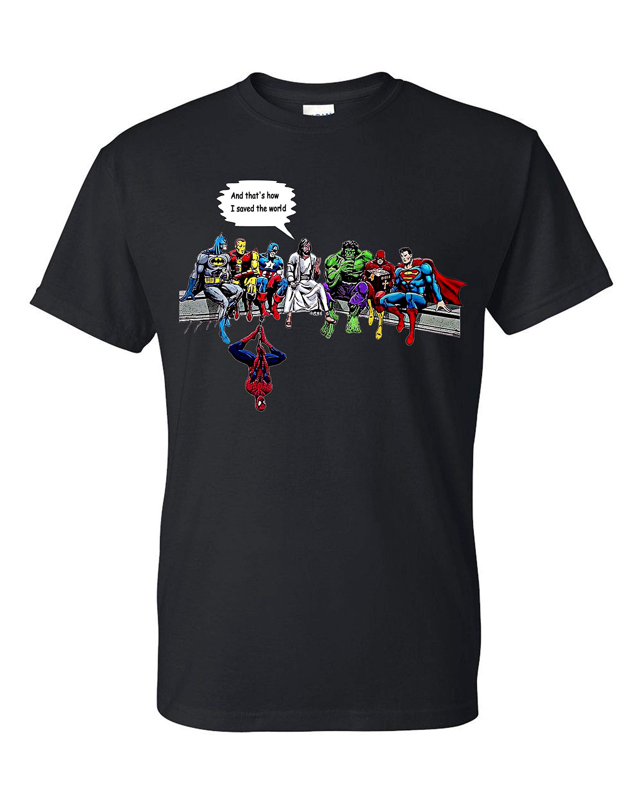 Jesus Superheros Christian T-Shirt, and That's How I Saved The World Funny Spiderman Below
