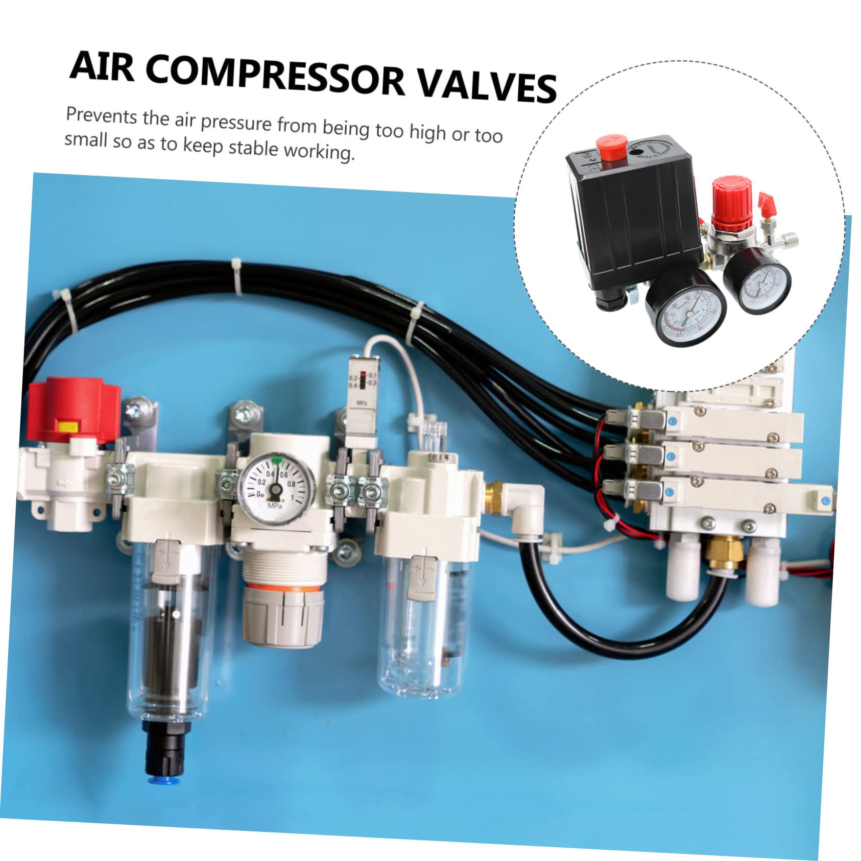 Housoutil Valvola di Pressione per Compressore Aria, Regolatore di Pressione Manometro, 220/380v, 20a, per Controllo Preciso e Stabilità
