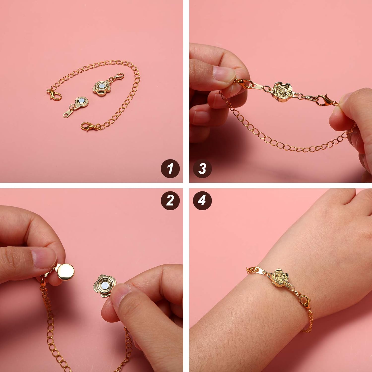 12 Pieces Magnetic Jewelry Clasps Rose Magnetic Clasps Extender Lobster Clasp Closures Jewelry Clasp for Necklaces Bracelets Jewelry Making - Image 5
