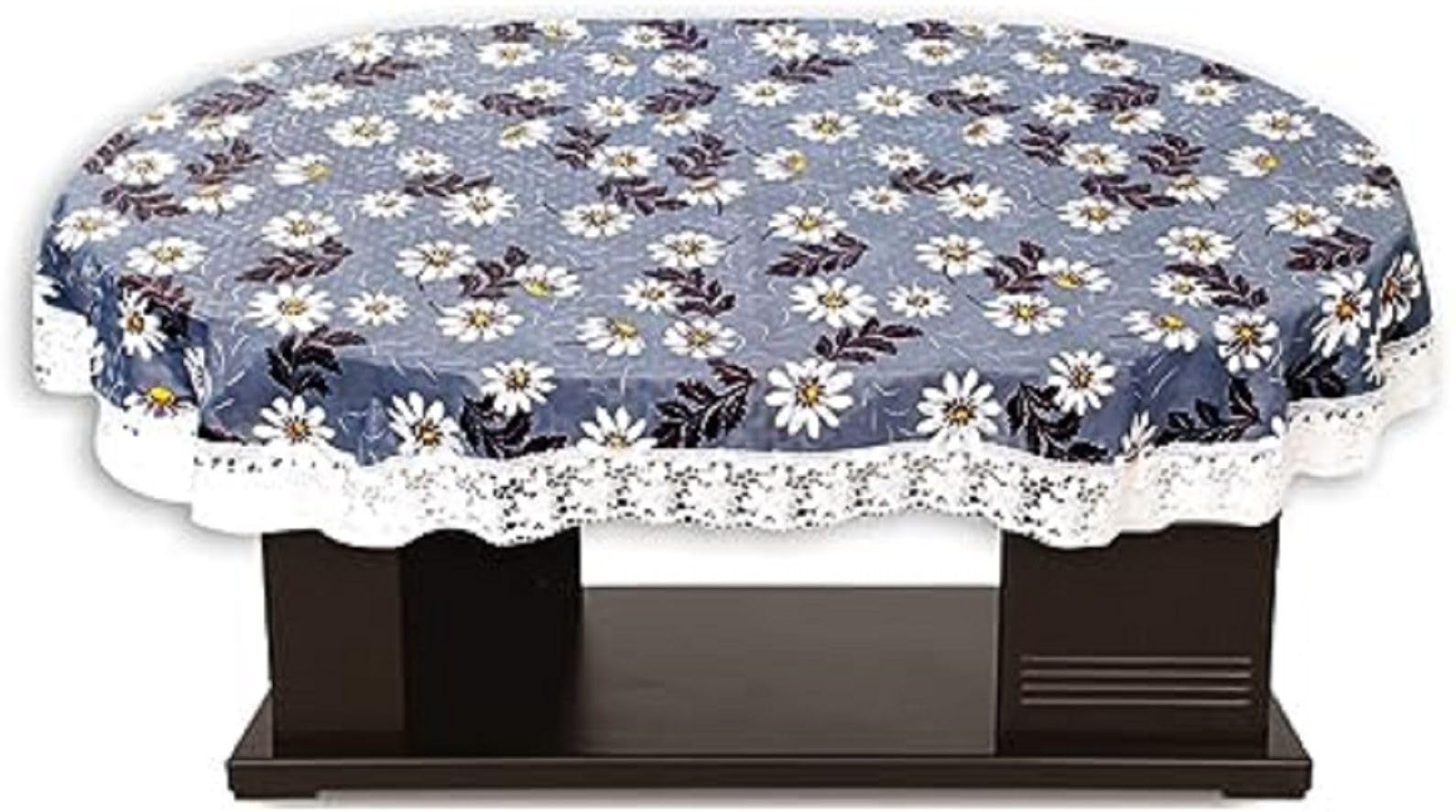 ZITIN 6-Seater Oval Dining Table Cover 60x90 Inches or 152x228 Cm Material - PVC Shape - Oval Pack of 1 Anti Slip Blue-Flower-image-42