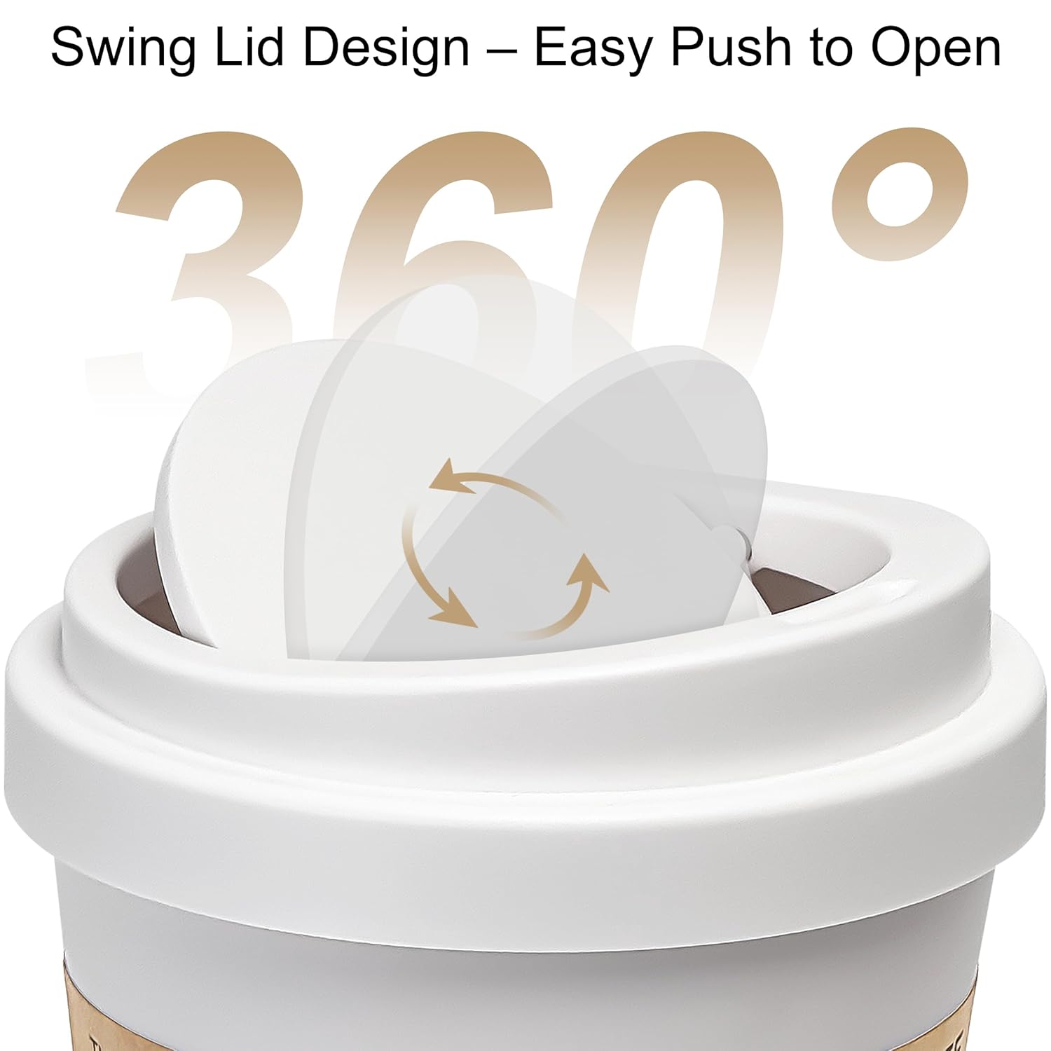 Soddeph 3.4 Gallon Large Trash Can with Swing Lid, Plastic Waste Bin with Lid, Garbage Can for Kitchen, Bathroom, Office，9.3″ × 6.5″ × 13.2″ (White)