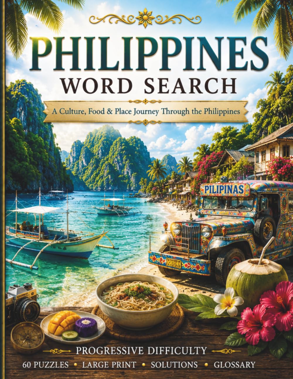 Philippine Word Search: A Culture, Food & Place Journey Through the Philippines (World Travel Word Search)