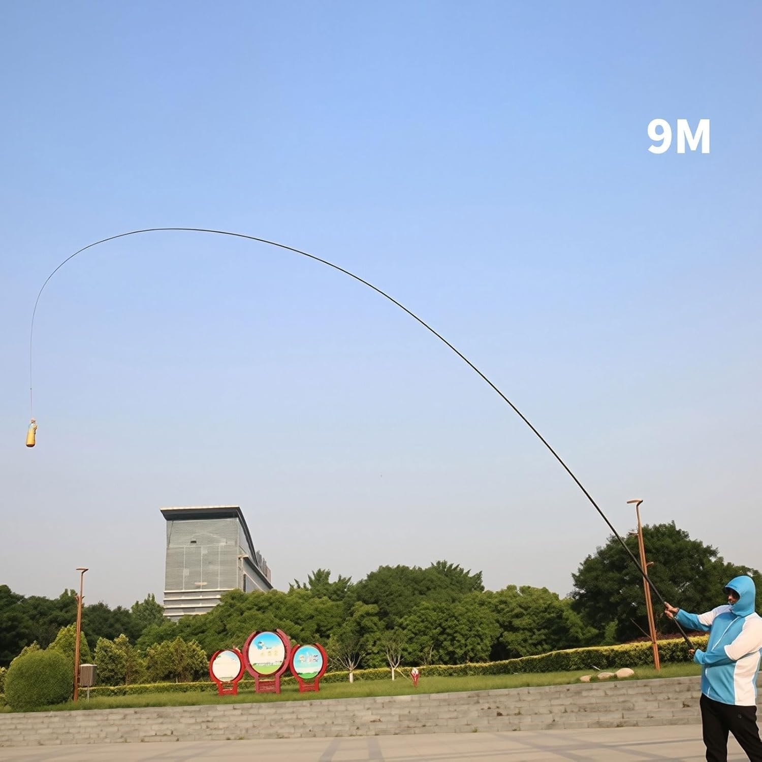 Canna da Pesca telescopica in Carbonio da 8 m a 12 m, Ultraleggera e Super Rigida, di Fabbricazione Cinese. Adatta per Laghi, bacini Artificiali, fiumi e stagni(11m)