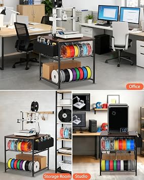 3d Printer Stand with Filaments Storage - 3d Printer Table Rack Heavy Duty Cart Desk with Wheels for Workshop Studio Office