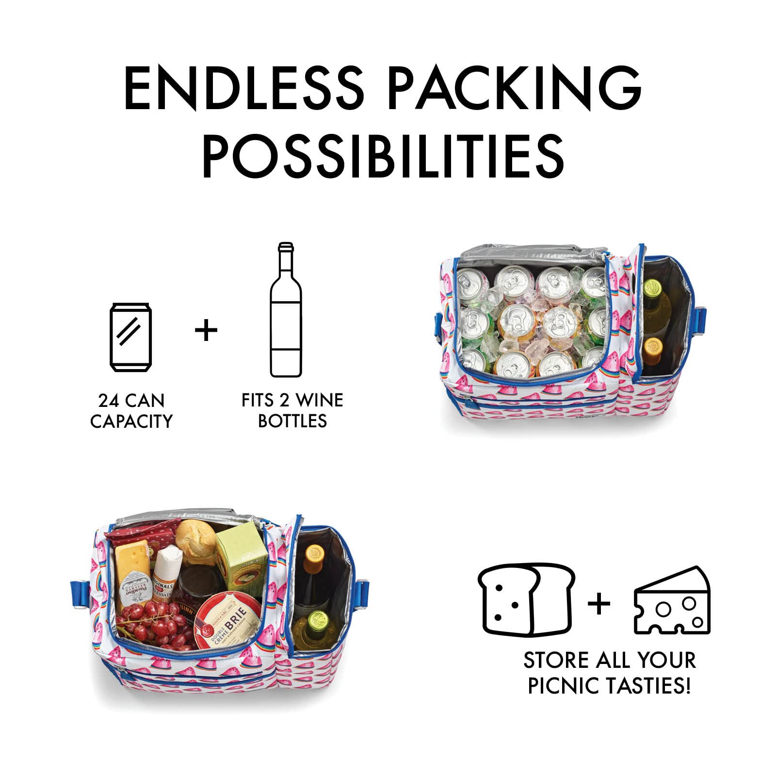 Fit & Fresh Soft Cooler Bag - Insulated, Waterproof Wine Carrier and 24 Can Cooler for Men and Women, Beach Use