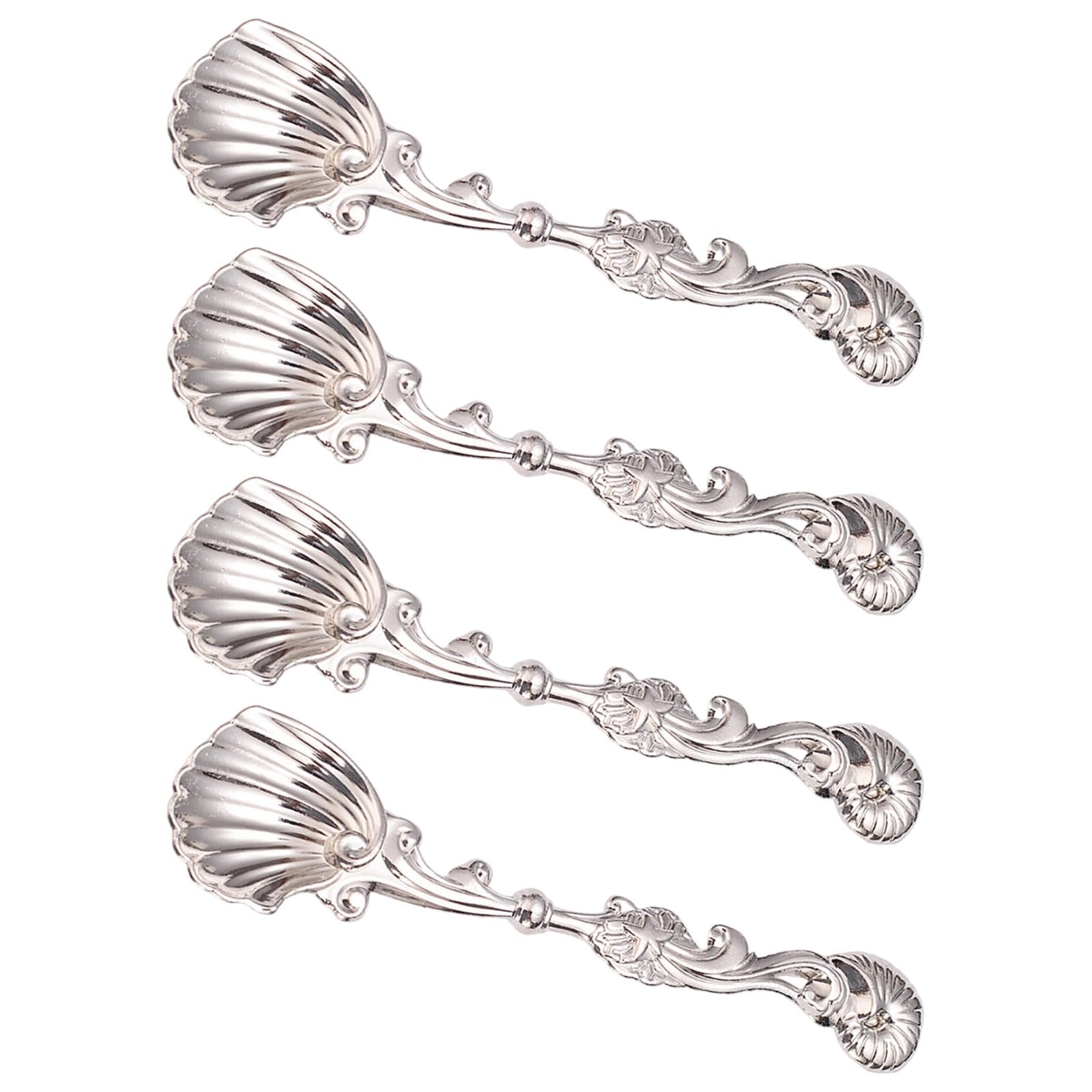 jiingekk 4Pcs Kitchen Utensils for Coffee Dessert Cake Stirring Crafted in Durability Alloy Component Alloy Dessert Spoon Set