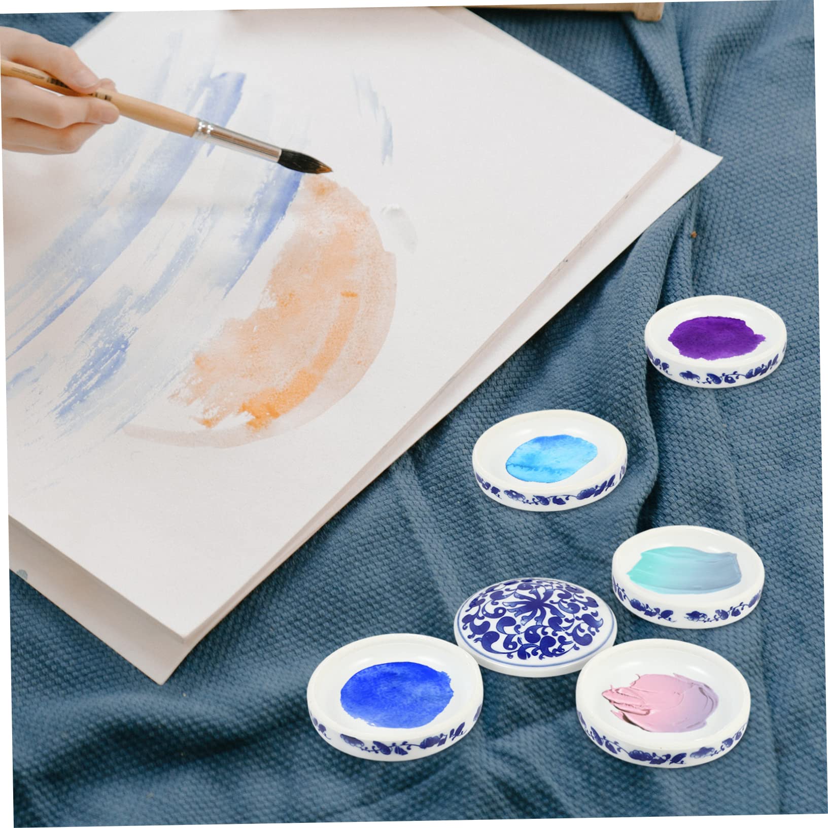 Mischpalette Keramik mit Deckel Reise Aquarellpalette für Künstlerbedarf Farbschale für Kalligrafie Stabil und Praktisch für Malerei Draußen