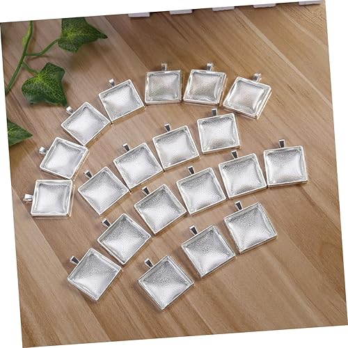 Miniatura 2 de EXCEART 40 juegos colgantes colgantes cuadrados bisel colgante bandejas colgantes artesanía colgantes aleación cúpula Accesorios