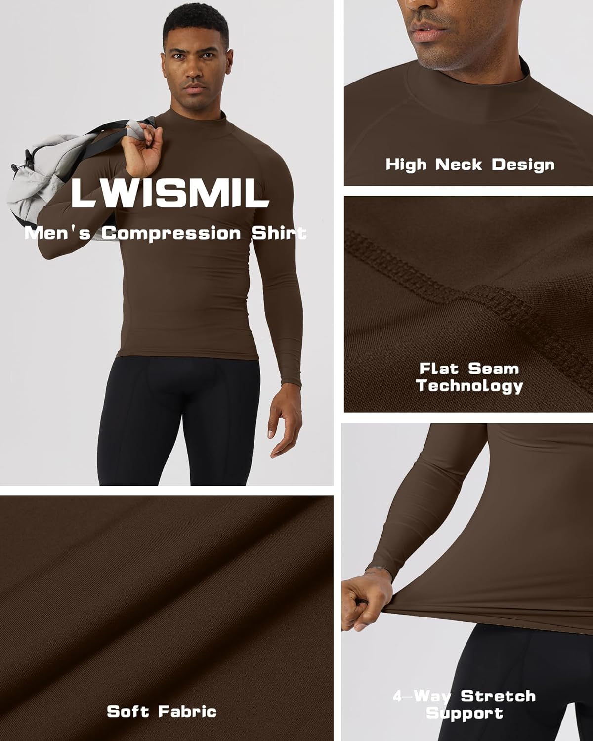 Compression Shirt Men Long Sleeve Turtle Neck Athletic Base Layer T-Shirts Moisture-Wicking Compression Tops - Image 6