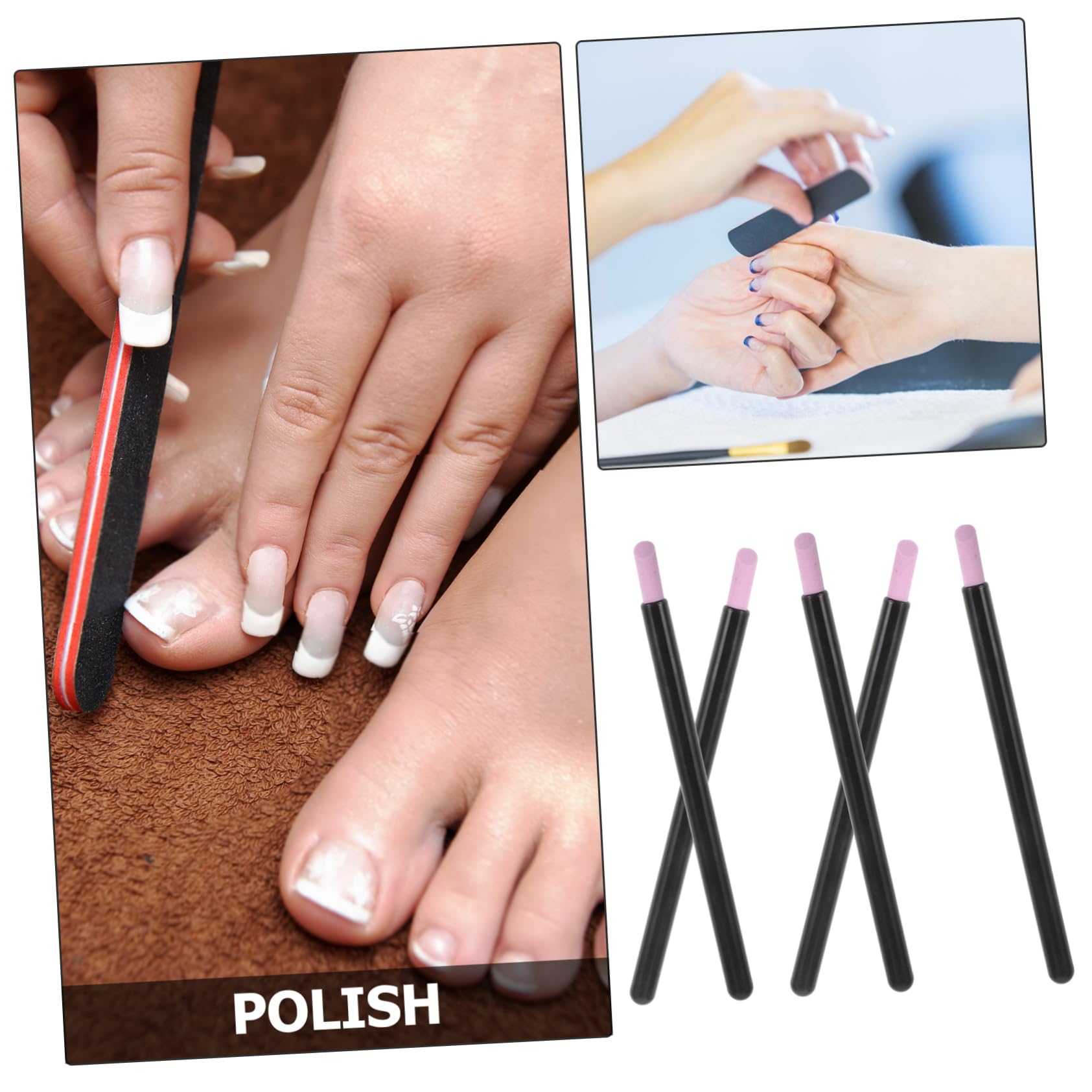 Healeved Nail Tips Remover Pen 5pcs Nail Grinding Pens for Nail Art Dead Skin Removal Manicure Tools Plastic Nail Pen Set