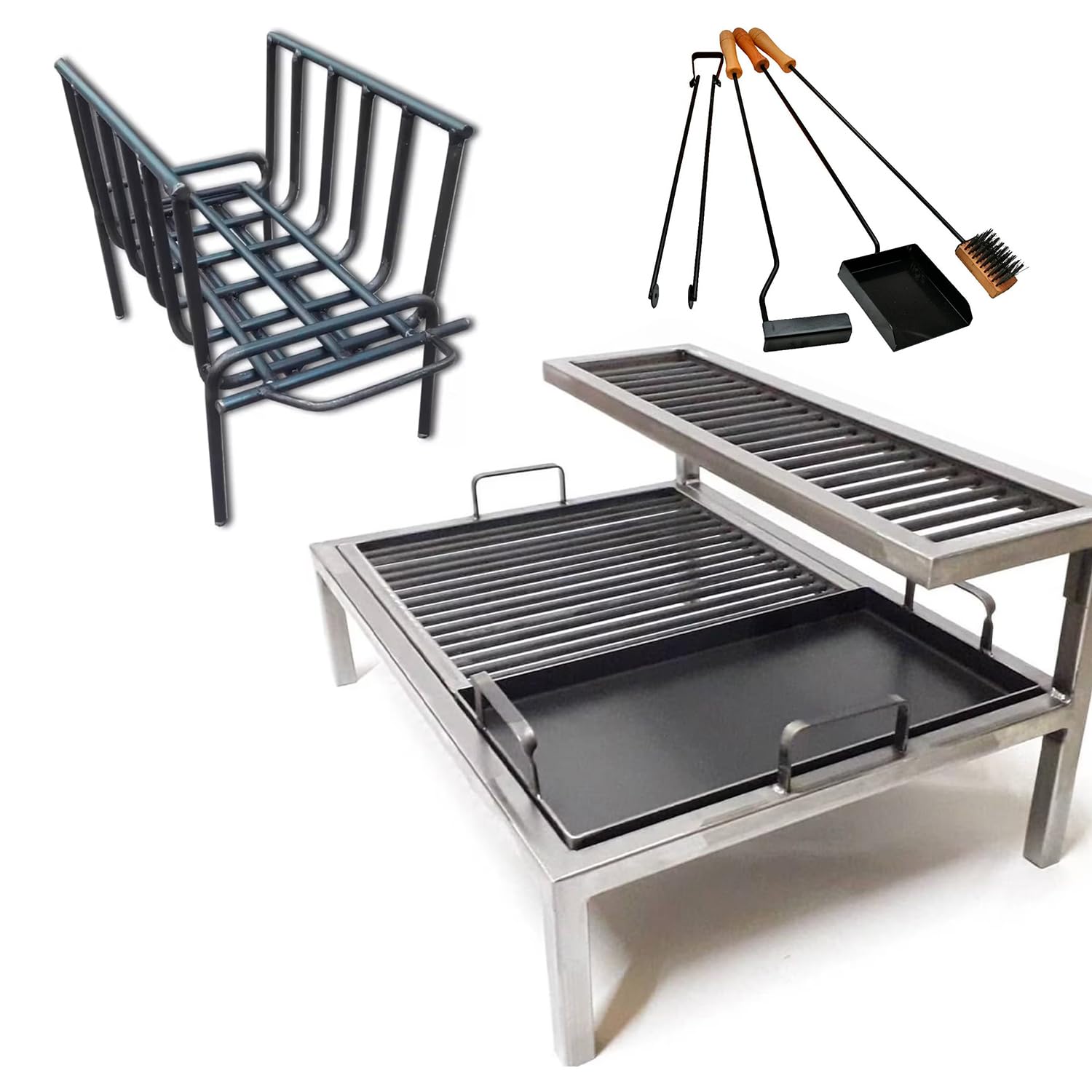 Luxury Argentine with removable iron modules + Brazier + fire tools - Iron Argentina - BBQ Parrilla Asado. - Argentina (28 x 20 in)