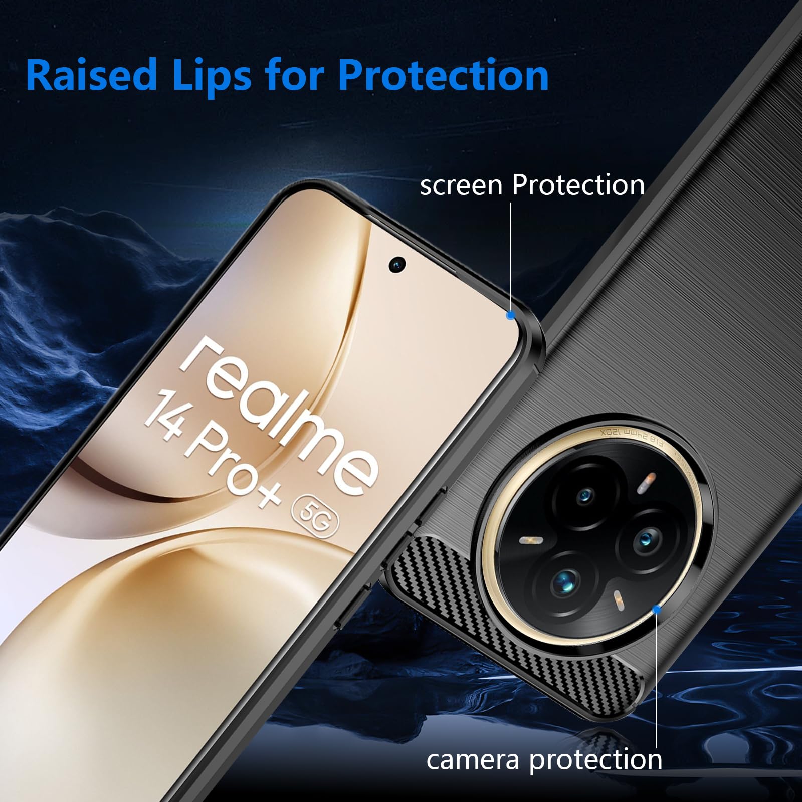 Datree Etui do Realme 14 Pro Plus/Realme 14 Pro+, smukłe etui ochronne z miękkiego silikonu TPU, ochrona przed zarysowaniami i wstrząsami (czarny)