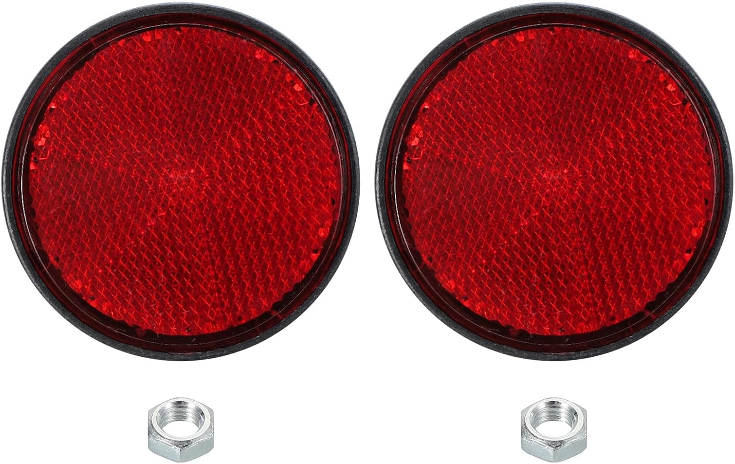 PATIKIL Round Rear Reflectors, 2 Pcs Safety Reflective Warning Reflector Plastic Universal Motorcycle Reflector with M6 Screw Mount for Car Motorcycle Trailer Bike Bicycles Dirt, Red