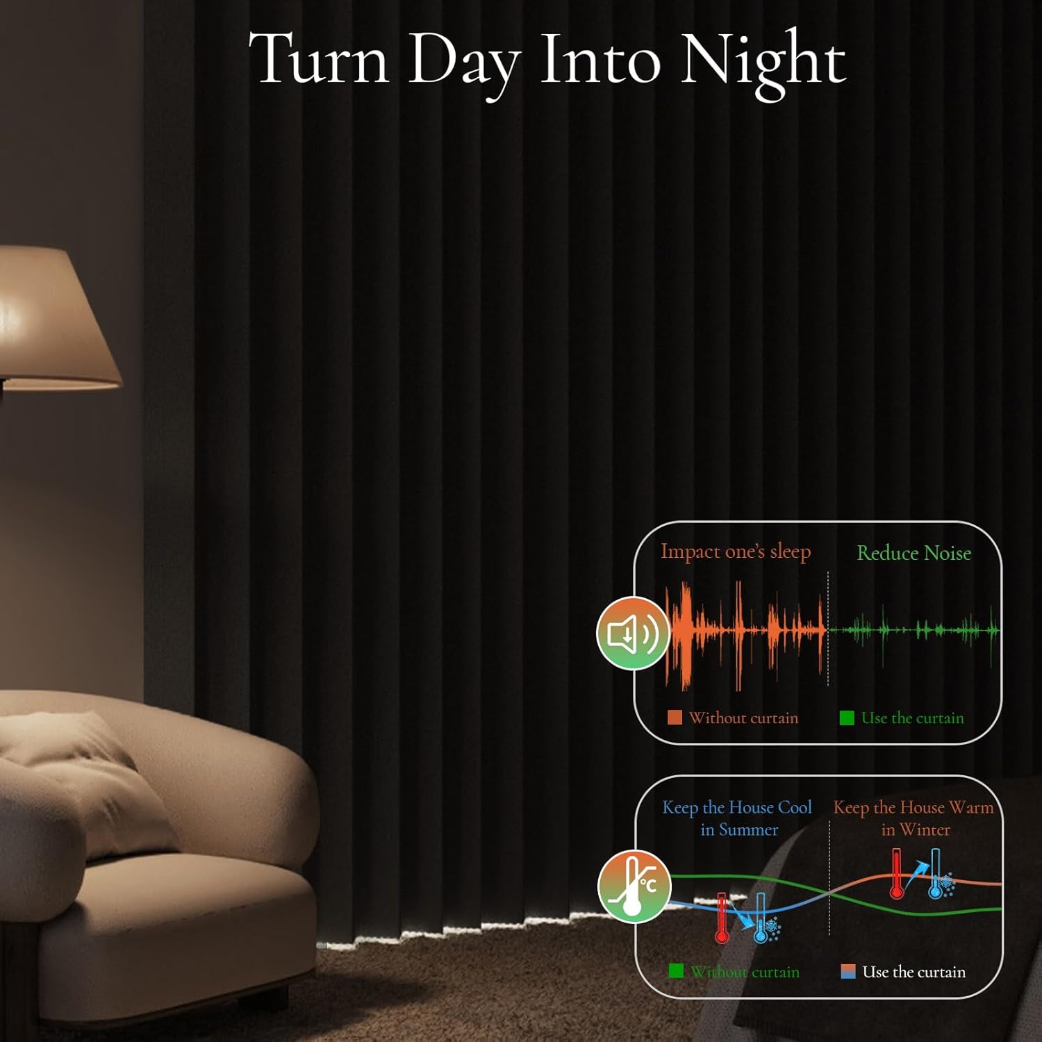 100% Blackout Memory Trained Pleated Curtains with Magnetic Closure, Pinch Pleat Window Curtain for Bedroom Living Room Window Treatment, 1 Panel, W45 x L84, Black