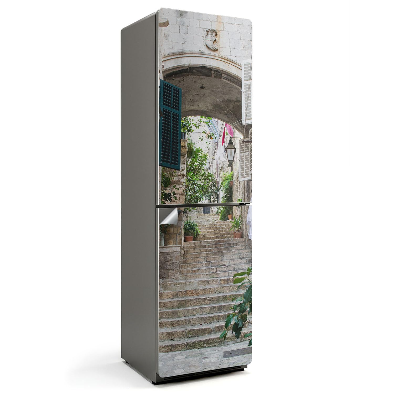 Sticker réfrigérateur 60x205 cm pour cuisine ambiance ruelle italienne