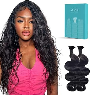 Lvnatu Body Wave Boho Human Hair Braiding for Bohemian Knotless Braids Easy to Work with at Salon/Home Wavy Bulk 2 Bundles 100g 22 Inch Jet Black for Stylists/Hairdresser