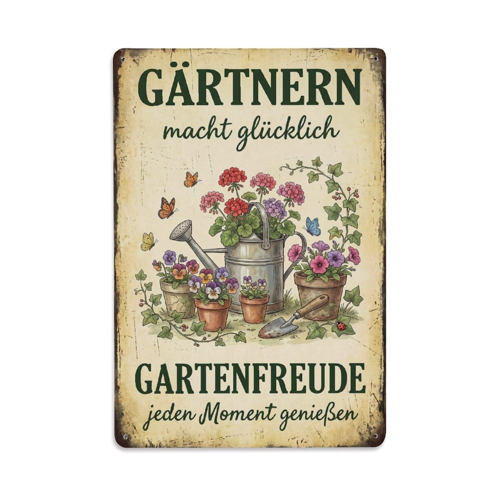 Vintage Funny Garden Joy Rustic Gate Botanical Metal Tin Sign Plaque Wall Decor for Cafe, Club Bar, Office, Garden Metal Poster 8x12Inch