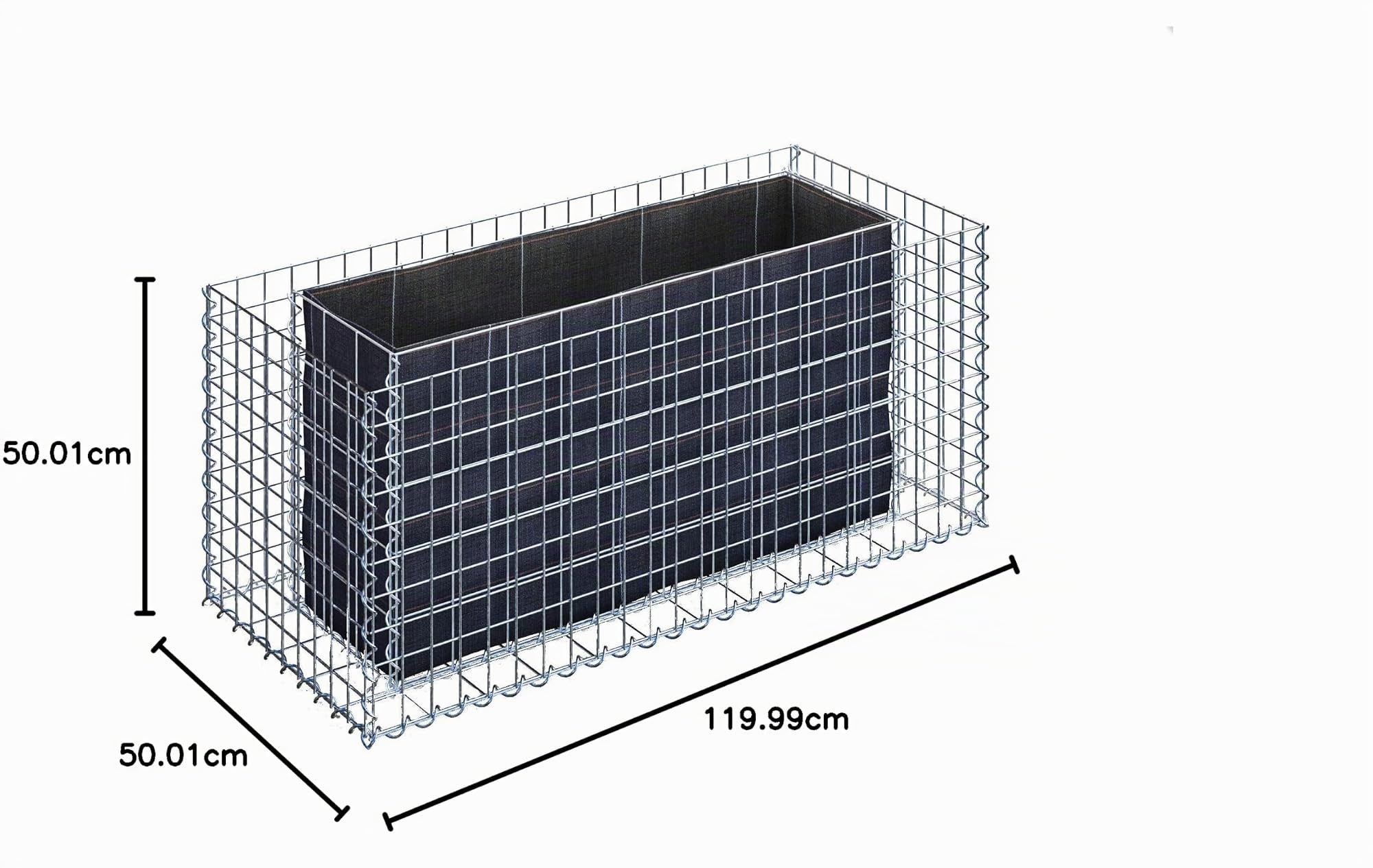 Gabiona - Gabionen Hochbeet HxBxT: 120x50x50 cm - Eckiger Gabionenkorb als Beet für den Garten - Maschenweite 5x5 cm