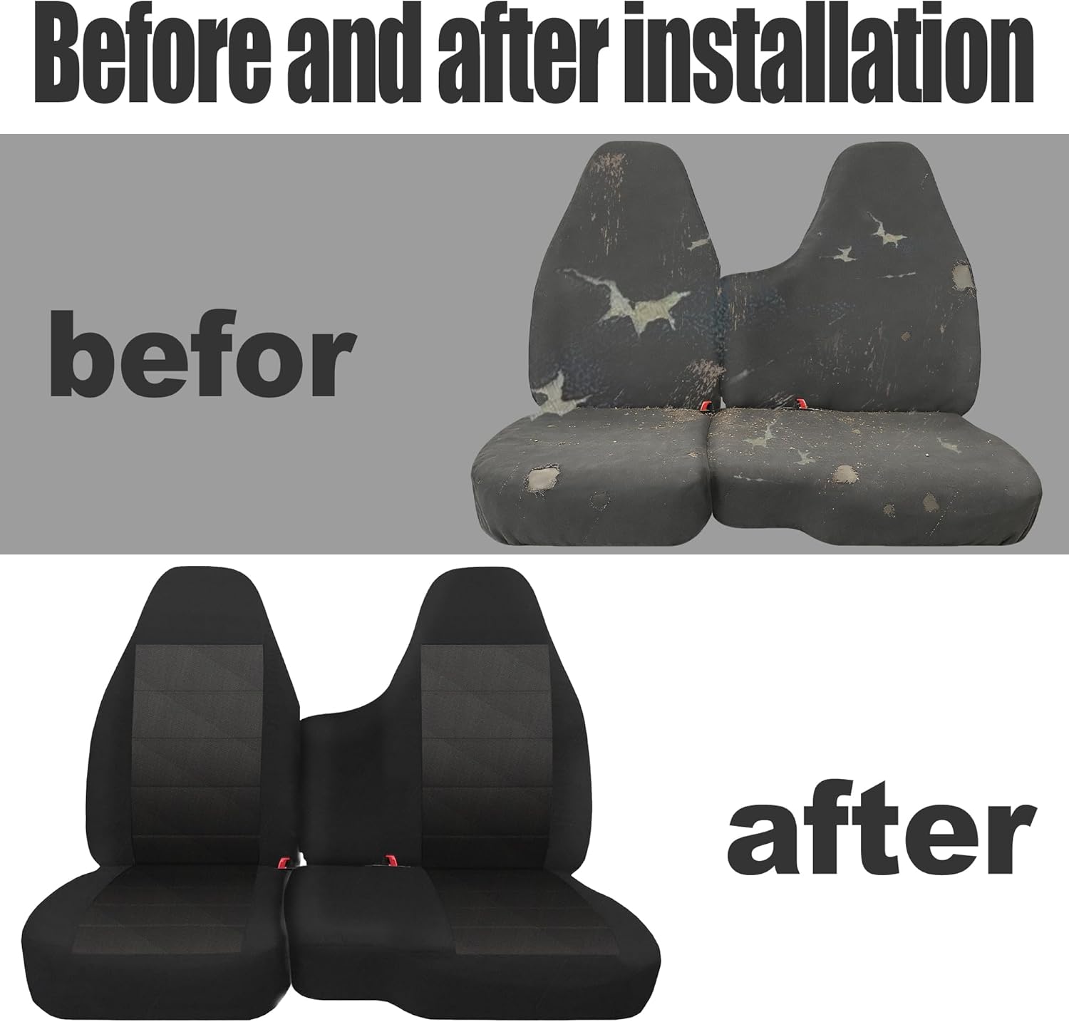 Custom Fit Knitted Fabric Front Split Bench Seat Cover for Chevy Colorado/GMC Canyon Pickup 2004-2012, No Armrest, Airmesh Breathable Design with Soft Foam Lining - Black