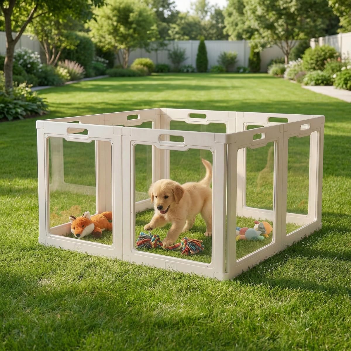 Corral acrílico para perros, corral transparente para mascotas para uso en interiores y exteriores, corral de juego para cachorros, gatos, conejos, hurones, fácil de montar, preferible para perros