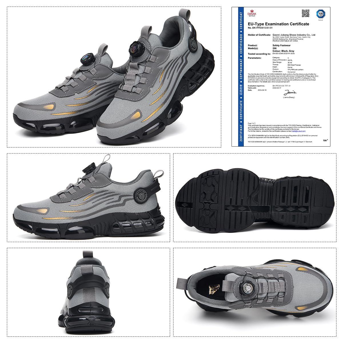 Zapatos de Seguridad para Hombre Mujer Zapatillas de Trabajo Ligero Zapatos de Trabajo Calzado de Seguridad con Punteras de Acero Transpirable Antideslizante 38-46 EU