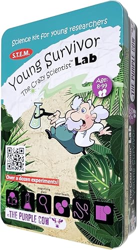 Miniatura 2 de The Purple Cow - Young Survivor Kits de Ciencia para Niños del Famoso Laboratorio Científico Loco - Caja de Habilidades de Supervivencia para Niños