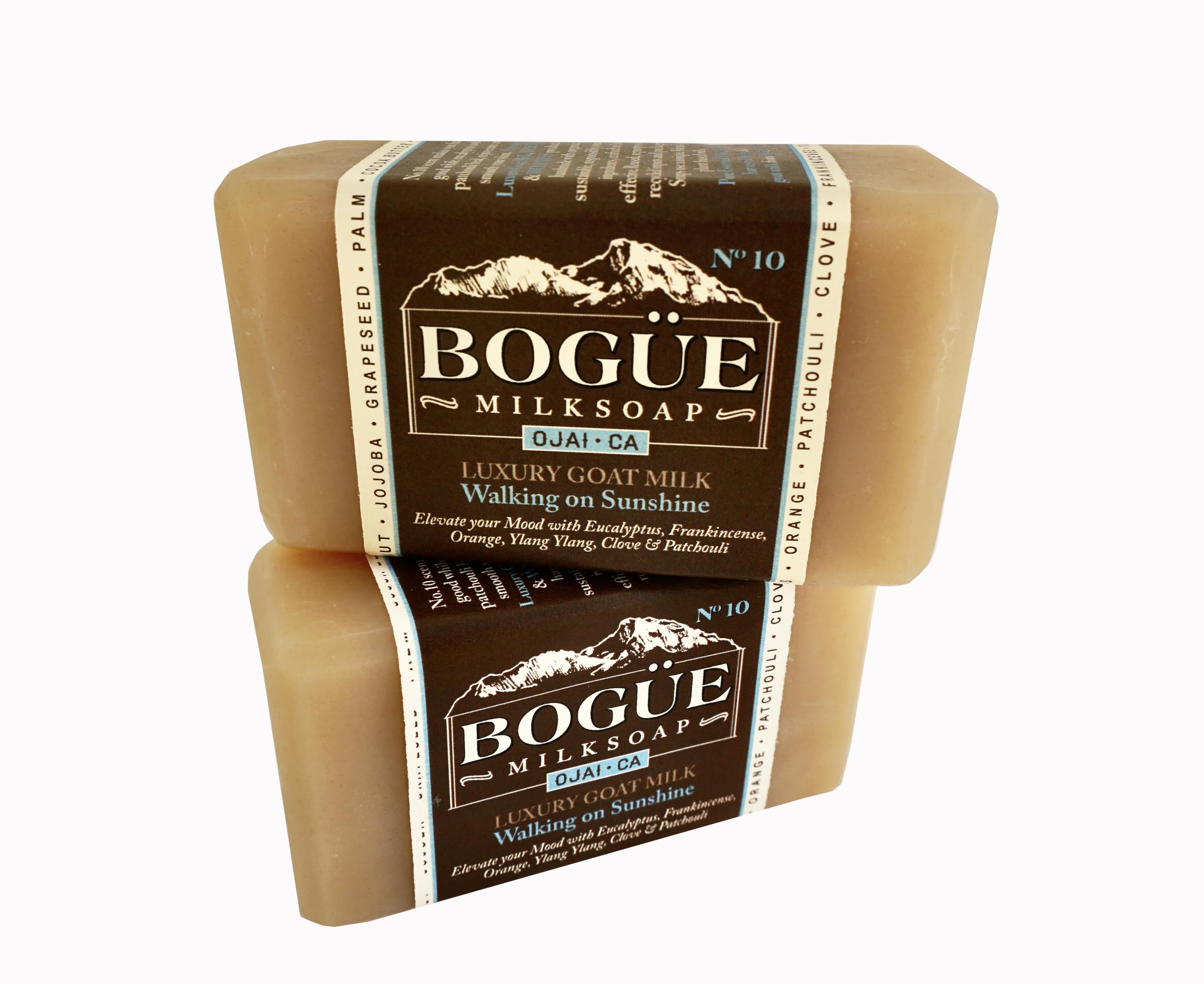 Bogue Milk Soap, No.10 Goat Milk Bar with Eucalyptus, Orange, Clove, Frankincense, Ylang Ylang & Patchouli-4oz (Walking on Sunshine)