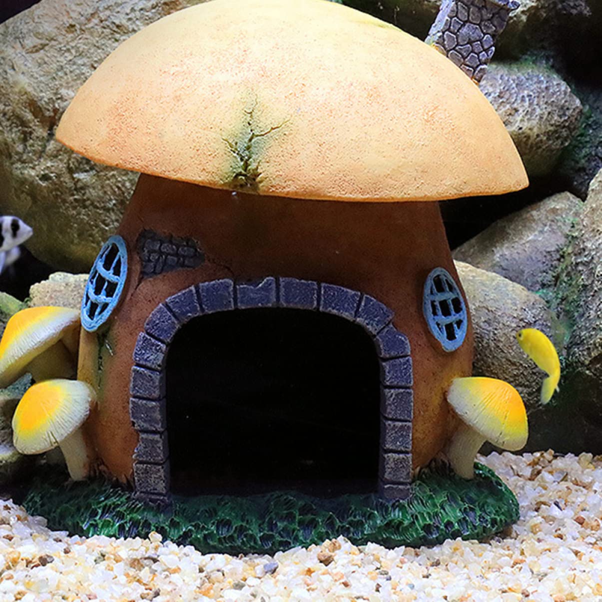 POPETPOP Cachette Décorative en Résine Verte pour Aquarium et Terrarium, Grotte Facile à Déplacer Décoloration, pour Poissons et Reptiles